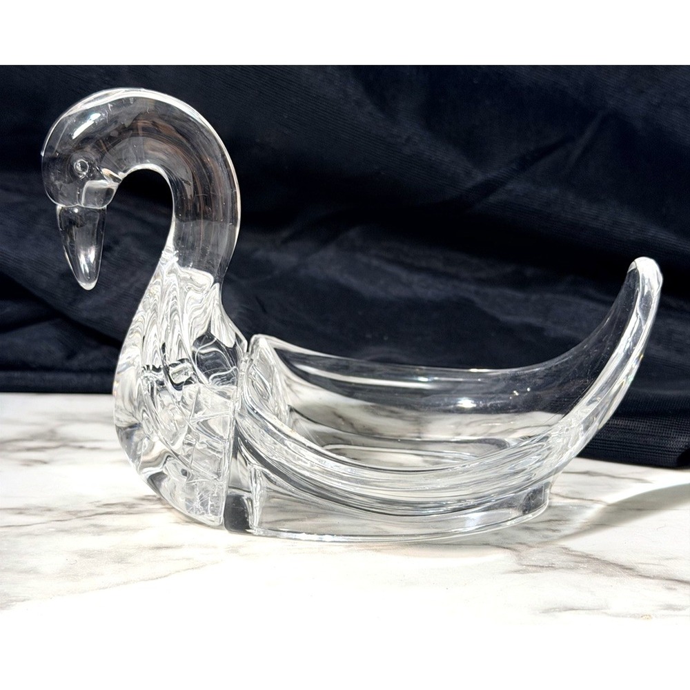 VTG‎ MCM Clear Acrylic Lucite Swan Guest Towel Holder Soap Dish Stand (2921)